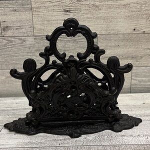 Ornate Black Cast Iron Napkin Holder